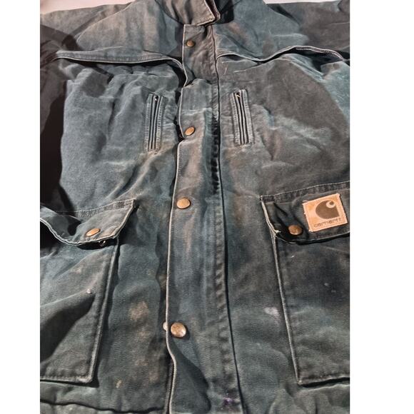 Vintage Carhartt Union Made USA Green Duck Work Jacket 4XL Blanket Lined - Picture 2 of 8
